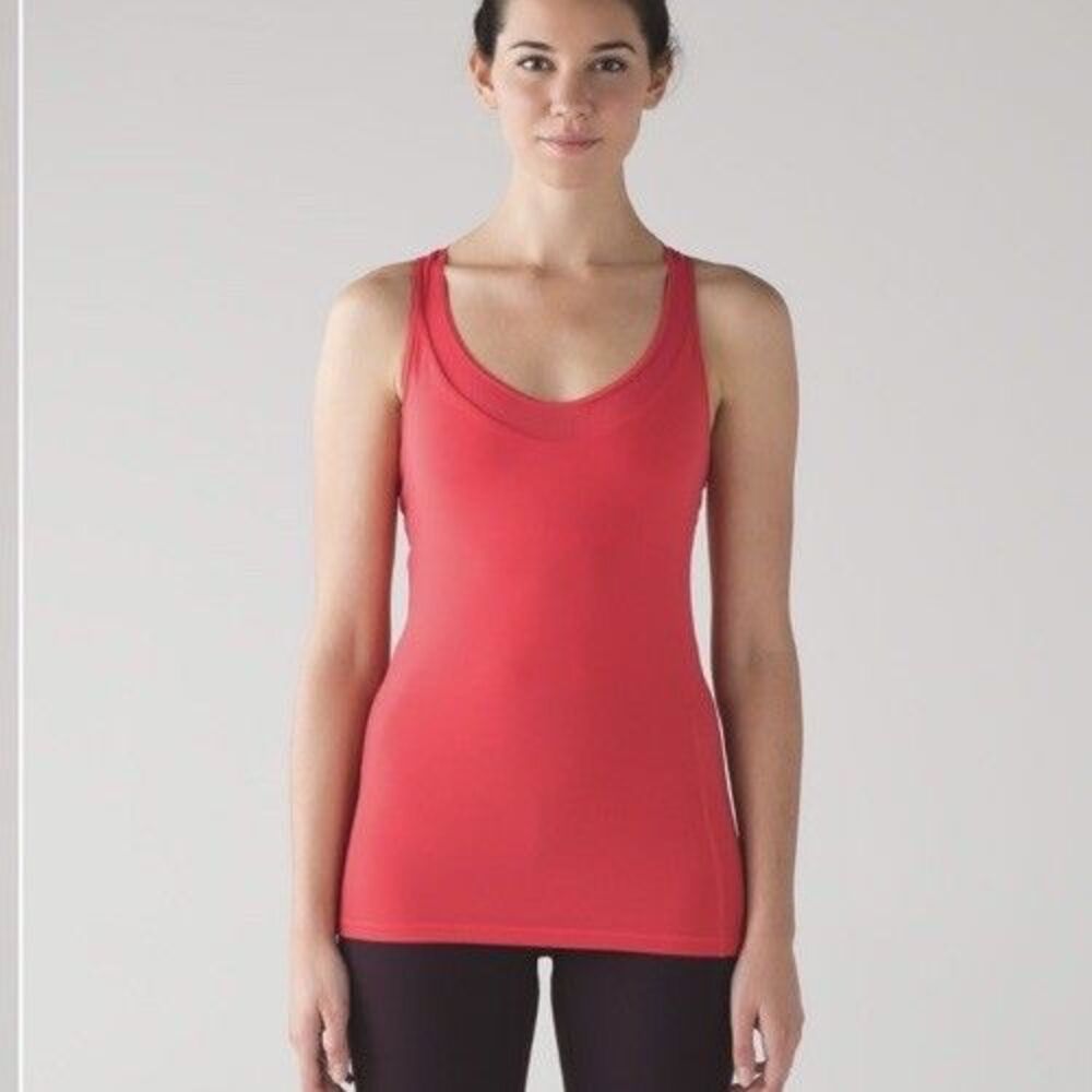 Lululemon Size 8 Deep Breath Tank Top Coral Red